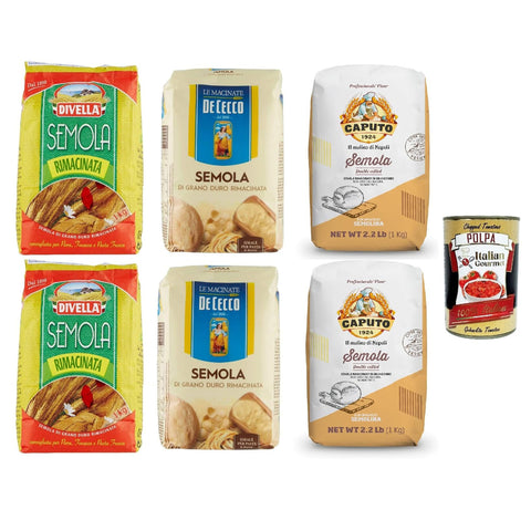 Testpaket Semola Rimacinata, Divella De Cecco Caputo Hartweizenmehl für Pasta & Pizza 6x1kg Original italienisch