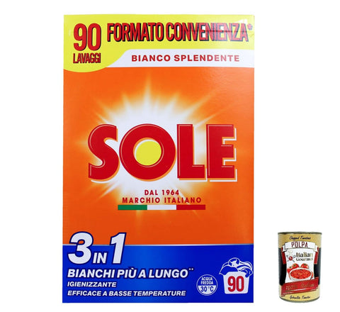 Italian Gourmet Wolle Sole Bianco Splendente Waschpulver für Waschmaschinen, 90 Waschgänge, 4,5 kg, professionelle Formel, tiefenreinigend, verleiht Kleidung ab der ersten Wäsche Weichheit + Italian gourmet polpa 400g 8032804040014