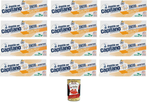 Italian Gourmet Zahncremes Pasta del Capitano Dentifricio Zenzero Ingwer-Zahnpasta Vollständiger Schutz der Zähne 12x100ml + Italian Gourmet polpa 400g 8032804040014