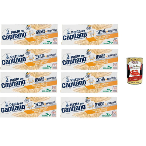 Pasta del Capitano Dentifricio Zenzero Ingwer-Zahnpasta Vollständiger Schutz der Zähne 8x100 ml italienisch Original + kostenlos polpa 400 g