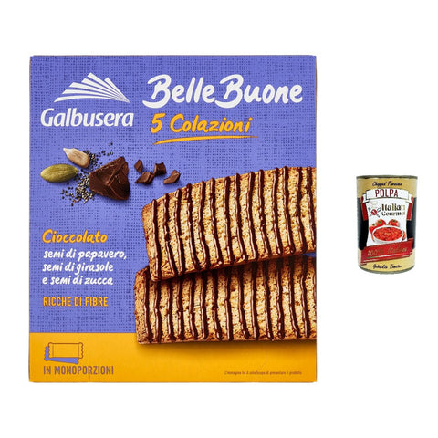 Galbusera Belle Buone Fette Spesse Zwieback mit Müsli mit Hafer Pekannüssen Obst 5 Einzelportionen 200 g 6x italienisch Original Kekse + kostenlos polpa 400 g