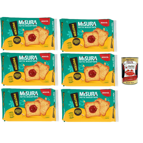 Misura Protein Zwieback abmessen | Reich an Ballaststoffen und pflanzlichen Proteinen 6x 320 gr italienisch Original