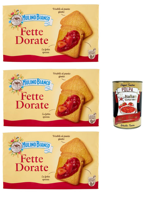 Mulino Bianco Fette Biscottate Dorate, Frühstückskekse, Zwieback kekse gebackenem Brot 3x 630 g italienisch Original