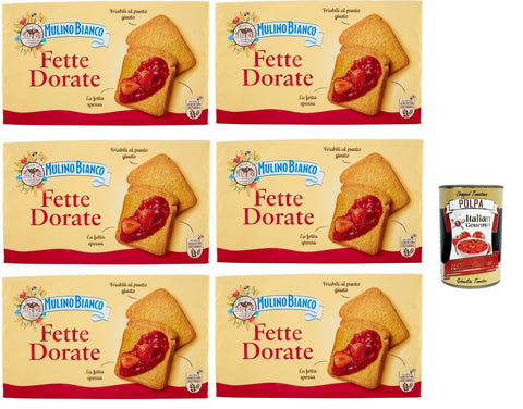 Mulino Bianco Fette Biscottate Dorate, Frühstückskekse, Zwieback kekse gebackenem Brot 6x 630 g italienisch Original
