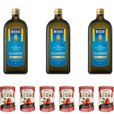 Kdjmdl Gemüse Kdjmdl De Cecco Classico Natives Olivenöl Extra Olio Extra Vergine nativ 1 Lt 3x italienisch Original + kostenlos 100% italienische geschälte Tomaten dosen 6x400 g 8001561350858