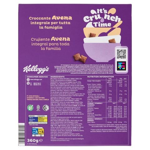 Kellogg Company Kaltes Müsli 10x Kellogg's Oaties Avena Croccante al cacao Knusprige Kakao-Haferflocken 360 g 5059319035802