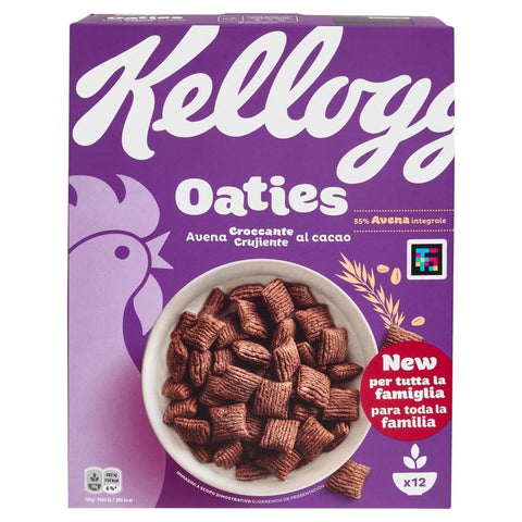 Kellogg Company Kaltes Müsli 3x Kellogg's Oaties Avena Croccante al cacao Knusprige Kakao-Haferflocken 360 g 5059319035802
