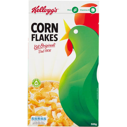 Kellogg's Corn Flakes Knusprige goldene und leckere ohne Palmöl ohne Farbstoffe ohne künstliche Aromen 3x500g Original italienisch Kaltes Müsli