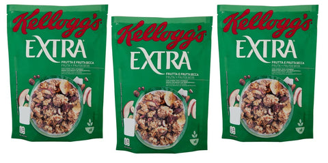 Kellogg's Extra Frutta e Frutta Secca Knusprige Haferflocken mit Dehydrierten Früchten - Packung 3x 375g Original italienisch