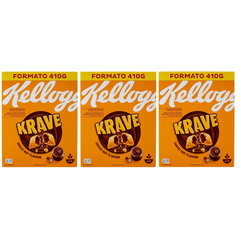 Kellogg's Krave Choco Nut Gemischte Cerealien Bündel mit Schokoladenfüllung mit Haselnuss Geschmack und Vitaminzusatz 410 g Packung italienisch Original