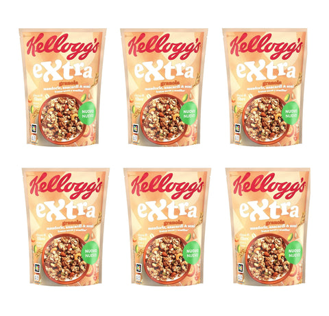 Kellogg's Kaltes Müsli 6x Kellogg's Extra Granola mit Mandeln, Cashewnüssen und Samen, 375 g