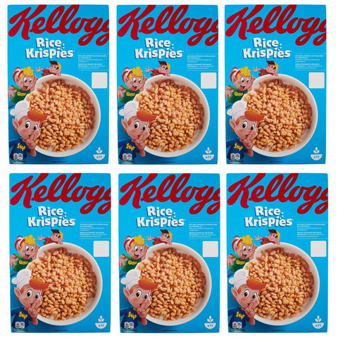 Kellogg's Rice Krispies Puffreis Mit Vitaminen und Mineralstoffen Packung Cereal als Frühstück oder Snack zwischendurch 6x 340g Original italienisch