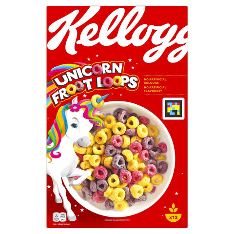 Kellogg's Froot Loops Frühstückscerealien (6 x 375 g) – bunte Kringel aus Weizen, Hafer und Mais mit Fruchtgeschmack – ohne künstliche Farb und Aromastoffe italienisch Original