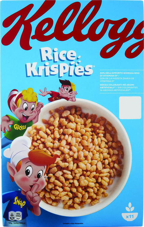 Kellogg's Kaltes Müsli Kellogg's Rice Krispies Puffreis Mit Vitaminen und Mineralstoffen 340g Packung Cereal als Frühstück oder Snack zwischendurch 5059319023472
