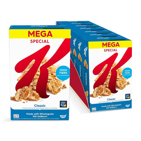 Kellogg's Kaltes Müsli Kellogg’s Special K Classic (7 x 600 g) – knusprige Getreide-Flakes mit Vollkornweizen – ballaststoffreiche Frühstückscerealien – natürlicher Genuss ohne künstliche Farb- und Aromastoffe 5053827210034