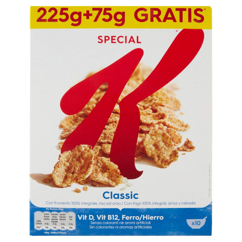 Kellogg's Kaltes Müsli Kellogg's Special K Classic Fiocchi di Riso Reisflocken Vollkorn Weizen und Gerste mit Vitaminen und Mineralstoffen 300g Getreideflocken 5053827115797