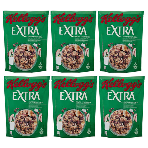 Kellogg's Extra Frutta e Frutta Secca Knusprige Haferflocken mit Dehydrierten Früchten - Packung 6x 375g Original italienisch