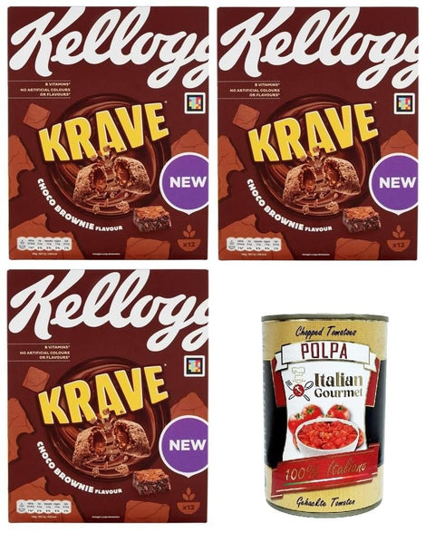 Kelloggs Brot & Backwaren Kellog's Krave Choco Brownie Flavour 3x 375gr + Italian Gourmet polpa 400g 5059319029221