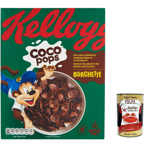 Kelloggs Coco Pops Barchette, knuspriges Schokoladenmüsli 330g 6x Original italienisch inkl. Italian Gourmet Polpa 400g