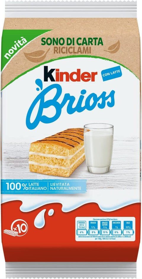 Kinder Brioss Italienischer Schwamm, für, Milchfüllung,, 10 süße Snacks 1x280g Original italienisch Kekse