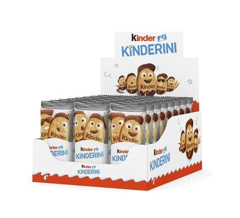 Kinder Kekse Kinder Kinderini Packung Kekse mit Kakao-Milchcremefüllung, 24 x 25 g weiche Kekse, einzeln verpackt, gefüllte Mini-Kekse für Kinder und Erwachsene