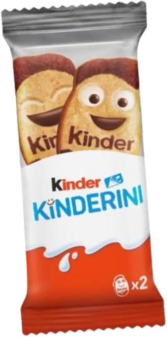 Kinder Kekse Kinder Kinderini Packung Kekse mit Kakao-Milchcremefüllung, 24 x 25 g weiche Kekse, einzeln verpackt, gefüllte Mini-Kekse für Kinder und Erwachsene