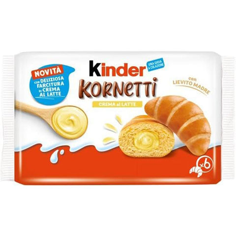 Kinder Kekse Kinder Kornetti Crema al Latte Croissant mit Milchcremefüllung 12er Pack ( 270g + 72 Stück italienisch Original 8000500457672