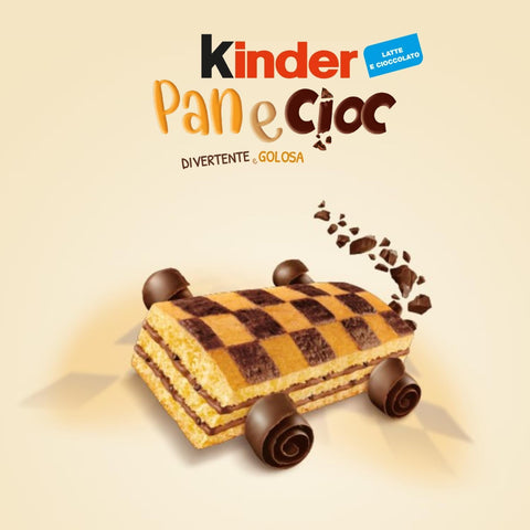 Kinder Snack Kuchen 2x MHD 23/07/2026 Kinder Pan e Cioc, 10 Snacks Schwammkuchen mit knusprigen Schokoladenflocken, ausgezeichnet zum Frühstück und Snack, 6x 290g Original italienisch 8000500283240