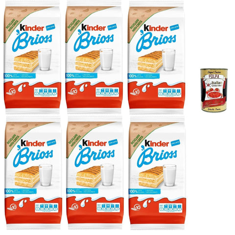 Kinder Snack Kuchen Kinder Brioss - 10 Snacks Schwammkuchen, natürlich zu 100% italienischer Milchfüllung, ausgezeichnet zum Frühstück und Snack, 6x 270 Original italienisch inkl. Italian Gourmet Polpa 400g 8032804040014