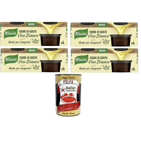 Knorr Aromapulver Knorr Cuore di Gusto Weißwein, fertig zum Schmelzen in der Pfanne, vegan, glutenfrei, 4 Schalen mit 26 g 4 x 104 g italienisch Original 8720182966032