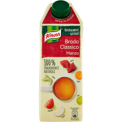 Knorr Brodo Manzo flüssige Rinderbrühe 100% natürliche Zutaten Gluten frei brik 3x750ml Original italienisch
