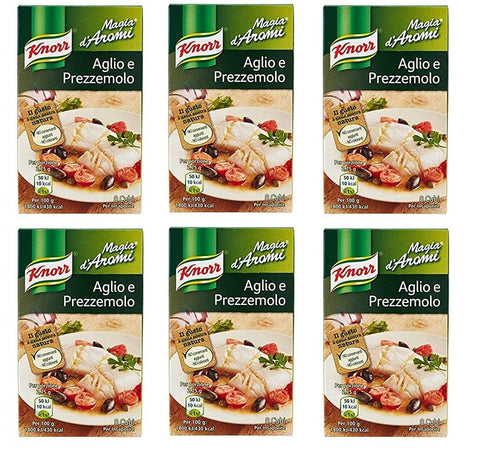 Knorr Magia d'Aromi Aglio e Prezzemolo Steinpilze Suppenwürfel Brühe (Knoblauch und Petersilie) 6x 8 x 11g Original italienisch