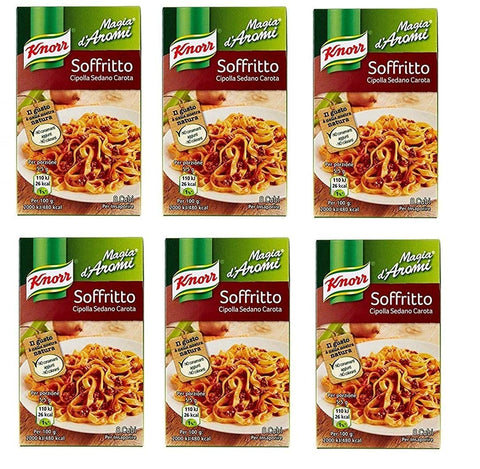 Knorr Brühe & Fond 6x Knorr Magia d'Aromi Soffritto brodo Steinpilze Suppenwürfel Brühe 8 x 11g (Karotte-Sellerie-Zwiebel) 8001080031467