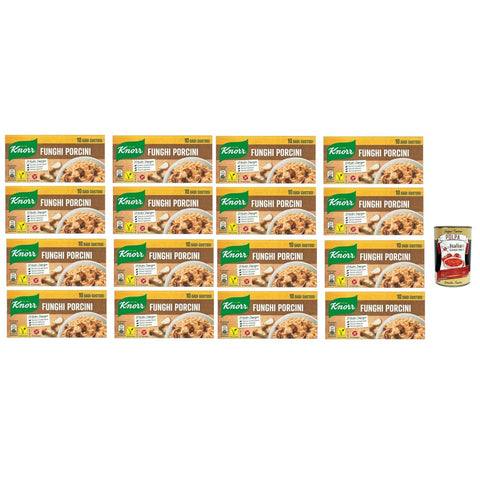 Knorr Brühe Knorr Dado Funghi Porcini, Brühwürfel Brühe, 16 Packung mit 10 Steinpilzewürfel Original italienisch inkl. Italian Gourmet Polpa 400g 8000830001194