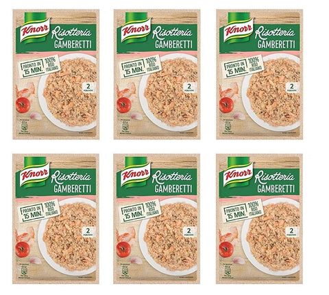 Knorr Reisgerichte 6x Knorr Risotto Gamberetti Reis Garnelen 175g 100% italienisch Fertiggerichte 8001080014125