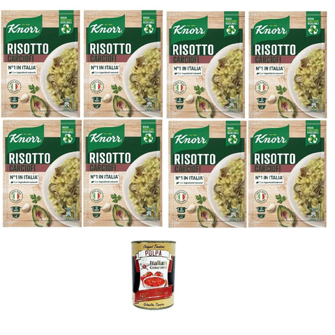 Knorr Reisgerichte Knorr Artischockenrisotto, fertiges Risotto mit natürlichen Zutaten, 100% italienischem Reis und al dente Chicci, zubereitet in der Pfanne oder in der Mikrowelle, 8x175 g italienisch Original 8032804040014