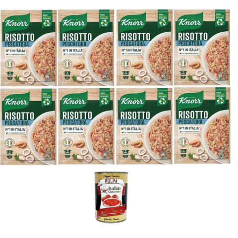 Knorr Reisgerichte Knorr Risotto Alla Pescatora,fertiges Risotto mit natürlichen Zutaten,100% italienischem Reis und Chicci al Dente, zubereitet in der Pfanne oder in der Mikrowelle, 8x175 g italienisch Original 8032804040014