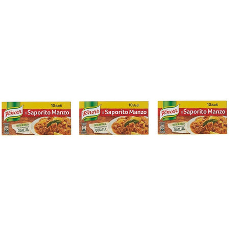 Knorr dado saporito manzo brodo leckeres Rindfleisch Suppenwürfel Brühe 10 pz 3x Original italienisch Feinkost