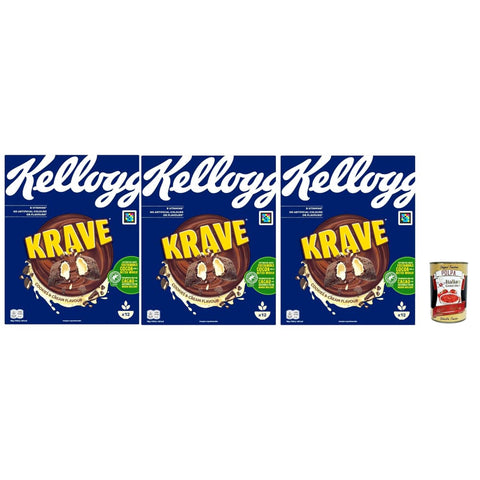 Krave Cookies Haferflocken Krave Cookies & Cream | Keks und Cremegeschmack| Frühstückszerealien | breakfast cereals 3x375 g italienisch Original Kekse + kostenlos polpa 400 g 8032804040014