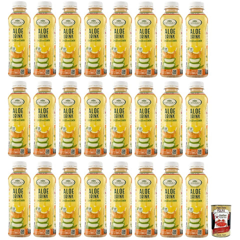 L'angelica Aloe Vera L'angelica L' Angelica Health Drink Null Zucker Aloe Drink, Getränk auf Basis von Aloe Vera,mit Ingwer- und Zitronengeschmack,Einweg-PET-Flasche 500ml 24x Original italienisch inkl. Italian Gourmet Polpa di Pomodoro 400g Dose 8017331066225