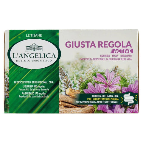 L'angelica Kräutertee 10x L'Angelica Le Tisane Giusta Regola Active Kräutertee mit Flohsamen- und Pflaumenextrakt zur Förderung der Darmtätigkeit 18 Filter 8017331094921