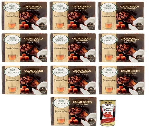 L'angelica L' Angelica Tisana al Cacao Cocco e Caramello Kräutertee aus Kakao Kokosnuss und Karamell Packung mit 15 Filtern 10x italienisch Original Pastasauce