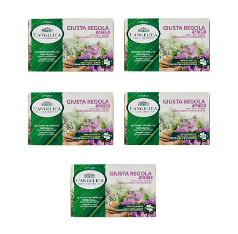 L'angelica Kräutertee 5x L'Angelica Le Tisane Giusta Regola Active Kräutertee mit Flohsamen- und Pflaumenextrakt zur Förderung der Darmtätigkeit 18 Filter 8017331094921