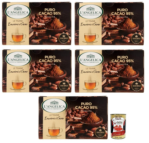 L'angelica L' Angelica Tisana Puro Cacao Vitalità Reiner Kakao-Kräutertee 95% Packung mit 15 Filtern 5x italienisch Original Pastasauce + gratis Polpa di