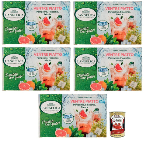 L'angelica Tisana Ventre Piatto Kalter Kräutertee Geschmack mit Grapefruit, Fenchel und Minze 18 Filter italienisch Original