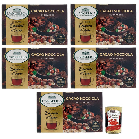L'angelica Kräutertee L'angelica L' Angelica Tisana Cacao e Nocciola Kräutertee mit Kakao und Haselnuss Packung mit 15 Filtern 5x italienisch Original 8017331077535