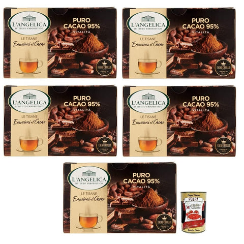 L'angelica Kräutertee L'angelica L' Angelica Tisana Puro Cacao Vitalità Reiner Kakao-Kräutertee 95% Packung mit 15 Filtern 5x italienisch Original Pastasauce + kostenlos Polpa di 8017331074725