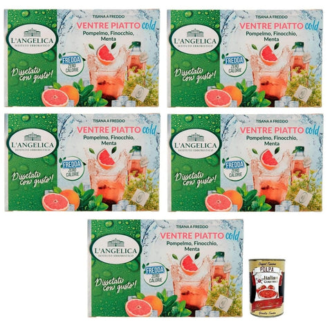 L'angelica Kräutertee L'angelica Tisana Ventre Piatto Kalter Kräutertee Geschmack mit Grapefruit, Fenchel und Minze 18 Filter italienisch Original 8017331066249