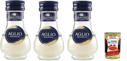 La drogeria 1980 Koch- & Backzutaten La Drogheria, Aglio Macinato, Gemahlener Knoblauch, scharfes Aroma, Geschmack für erste Kurse, sautiert und Saucen, 3x 35 Gr + Italian Gourmet polpa 400g 80273370