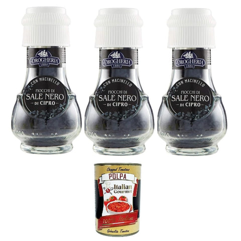 La drogeria 1980 Salz & Salzersatz La drogeria 1980 La Drogheria Sale Nero di Cipro Schwarzes Salz aus Zypern 3x50 g italienisch Original Pastasauce + kostenlos polpa 400 g 8004708012930